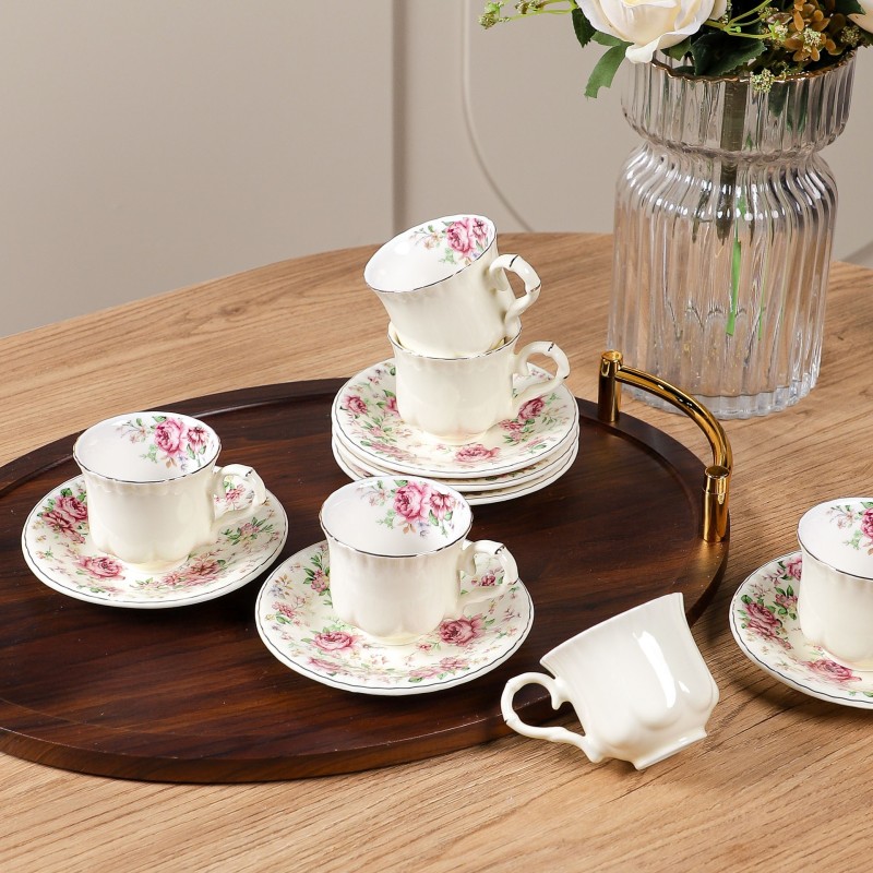 Service à Café au Lait en Porcelaine 12 Pièces