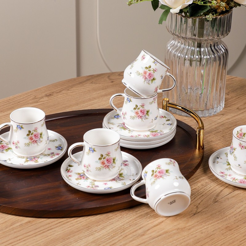 Service à Café au Lait en Porcelaine 12 Pièces