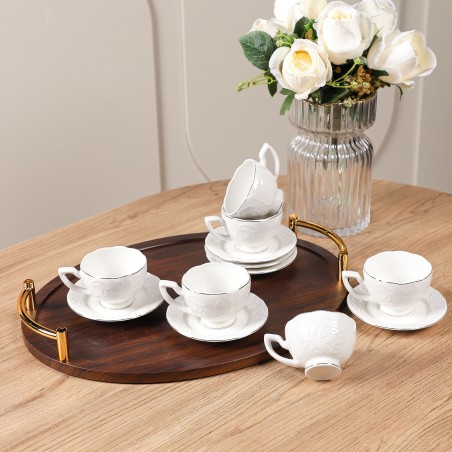 Service à Café Noir en Porcelaine 12 Pièces