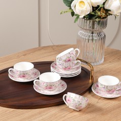 Service à Café Noir en Porcelaine 12 Pièces