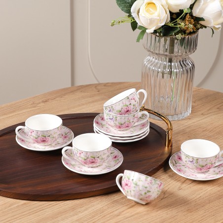 Service à Café Noir en Porcelaine 12 Pièces