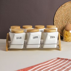 Porte-Épices en Céramique avec Support – 7 Pots