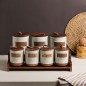 Porte-Épices en Céramique avec Support Bois – 7 Pots