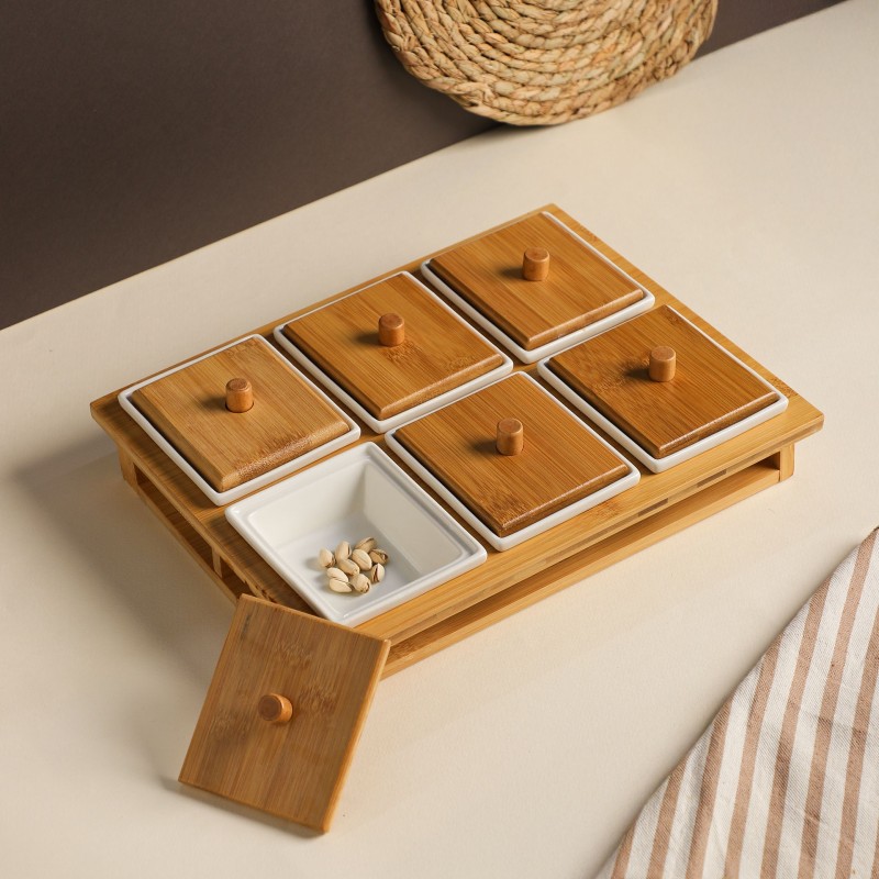 Porte Fruits Secs 6 Compartiments en Céramique