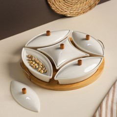 Porte Fruits Secs 5 Compartiments en Céramique