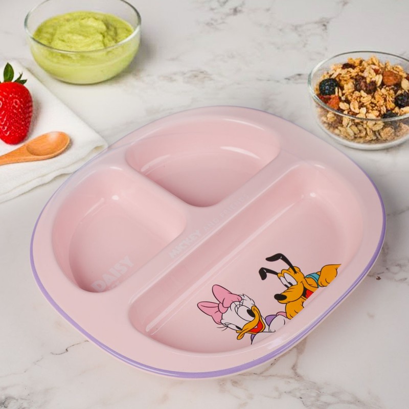 Assiette Enfant Compartimentée en Céramique - Rose