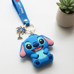 Porte-clés Stitch en Silicone  avec Mini Pochette Bleu