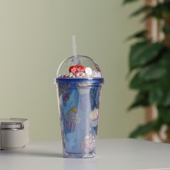 Gobelet Isotherme 400ML avec Paille Bleu