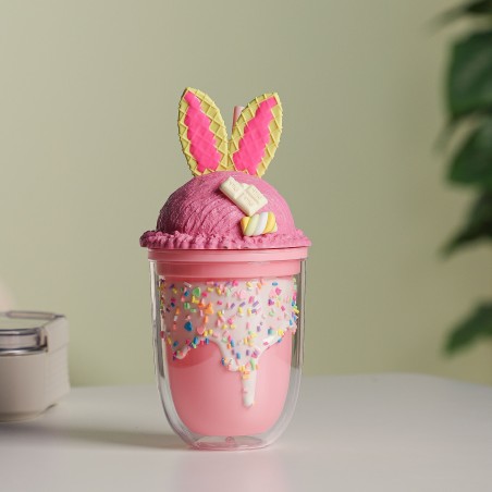 Gobelet Isotherme 300ML avec Paille et Couvercle Transparent