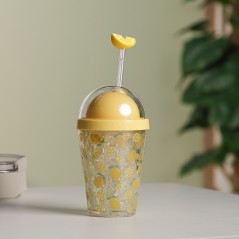 Gobelet Isotherme 300ML avec Paille et Couvercle Transparent