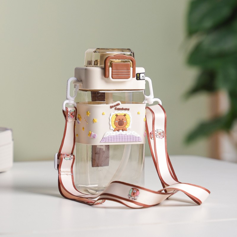 Gourde d'eau 600ML avec Paille et Sangle