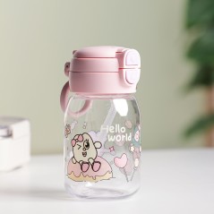 Gourde d'eau 400ML  avec Paille Rose