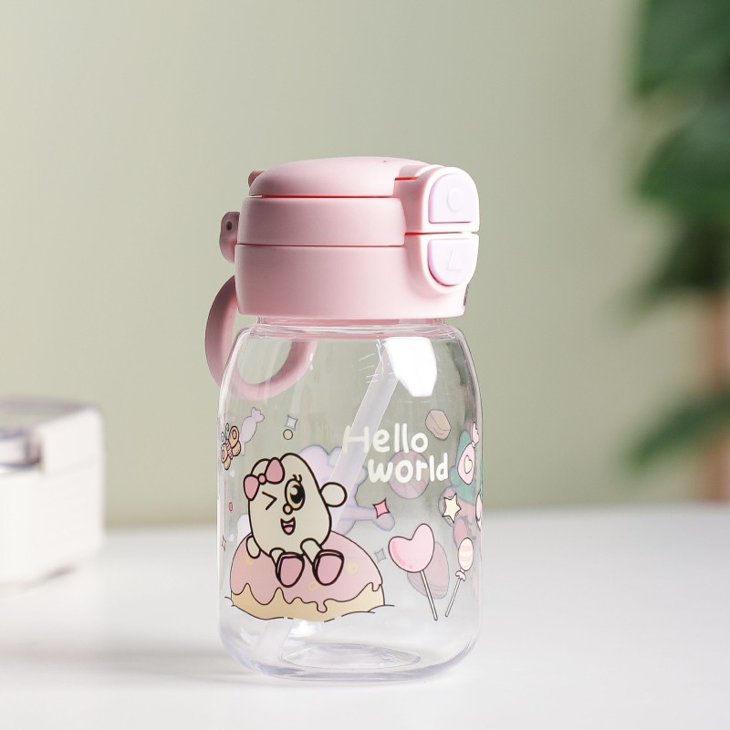 Gourde d'eau 400ML avec Paille Rose Gourde d'eau 400ML avec Paille Rose