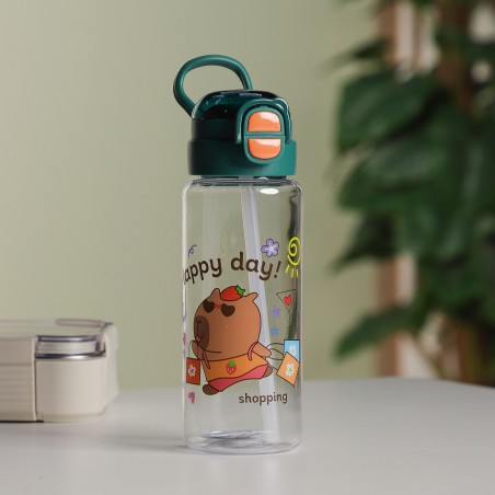 Gourde d'eau 660 ML  avec Paille Bleu