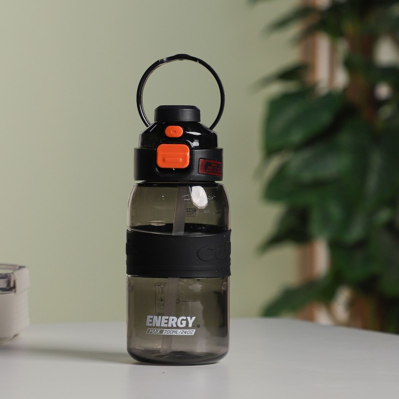 Gourde d'eau 370ML avec Paille Noir Gourde d'eau 370ML avec Paille Noir