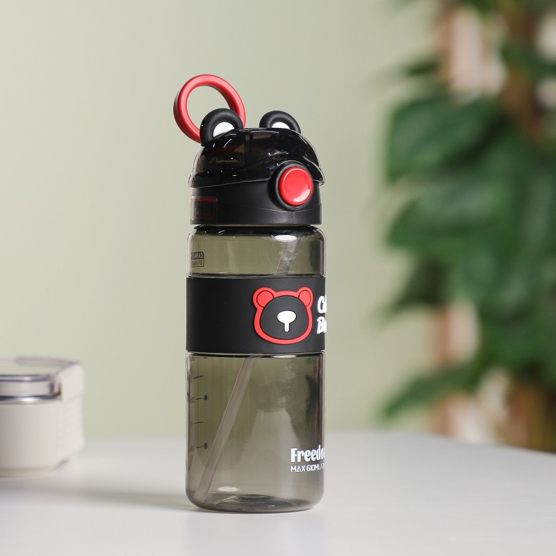 Gourde d'eau 610ML avec Paille Noir