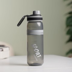 Bouteille de Sport 700ML Transparente avec Paille Bleu