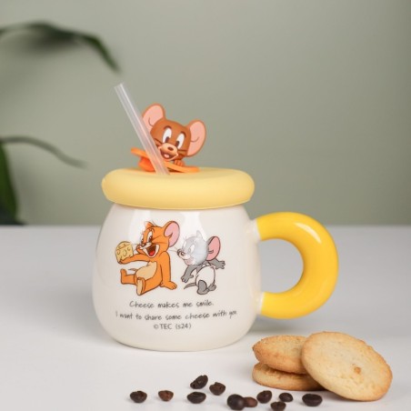 Mug Café en Céramique avec Paille Tom & Jerry