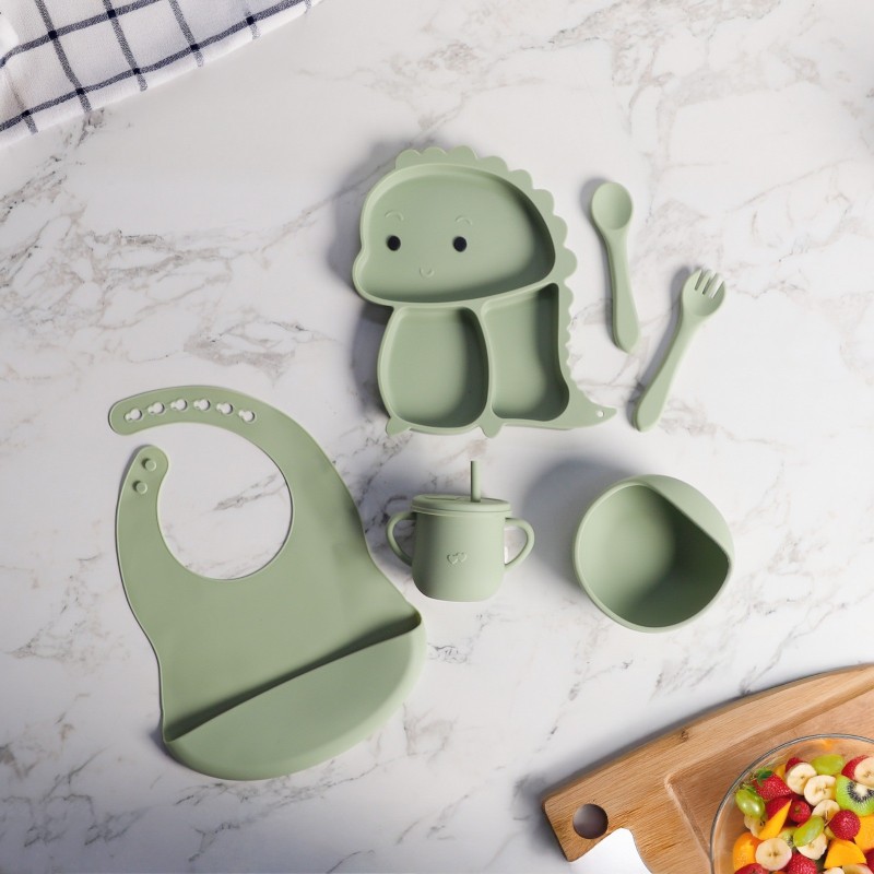 Set Repas Bébé en Silicone 6 Pièces Incassables