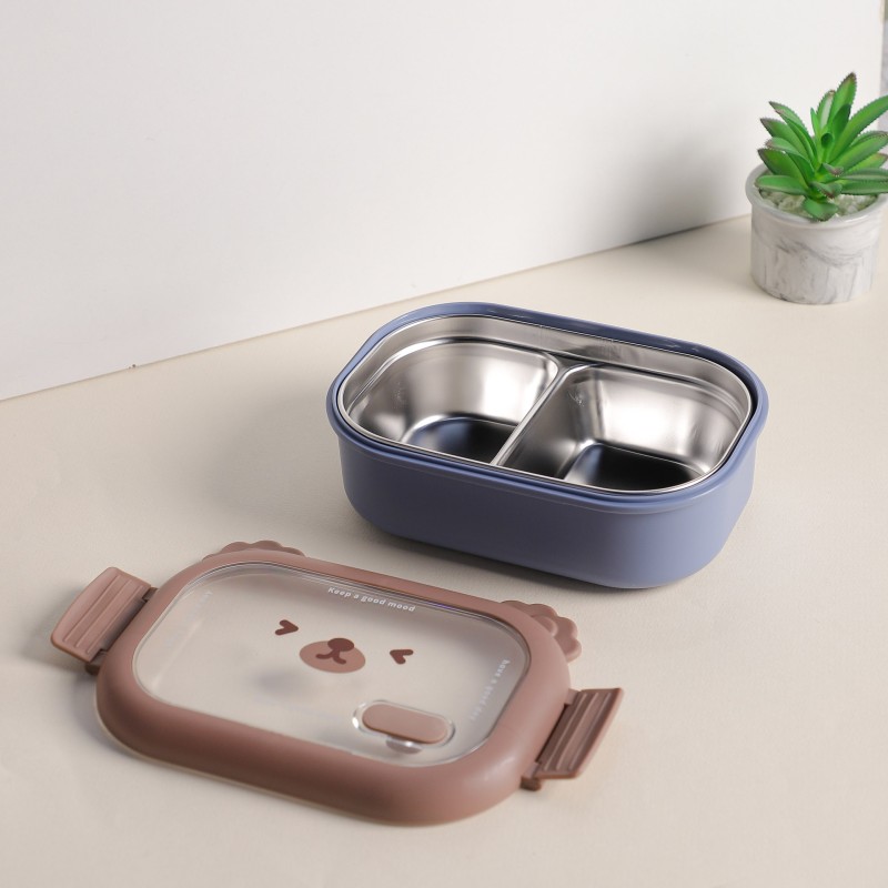 Lunch Box avec Compartiments Inox Bleu