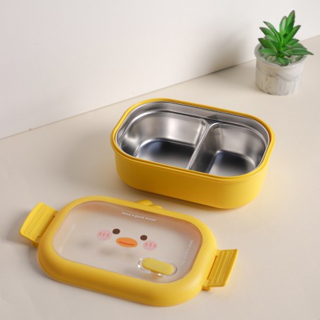 Lunch Box avec Compartiments Inox jaune