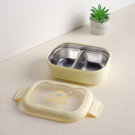 Lunch Box avec Compartiments Inox Jaune