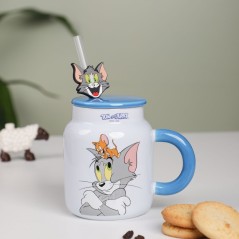 Mug Café en Céramique avec Paille Tom & Jerry