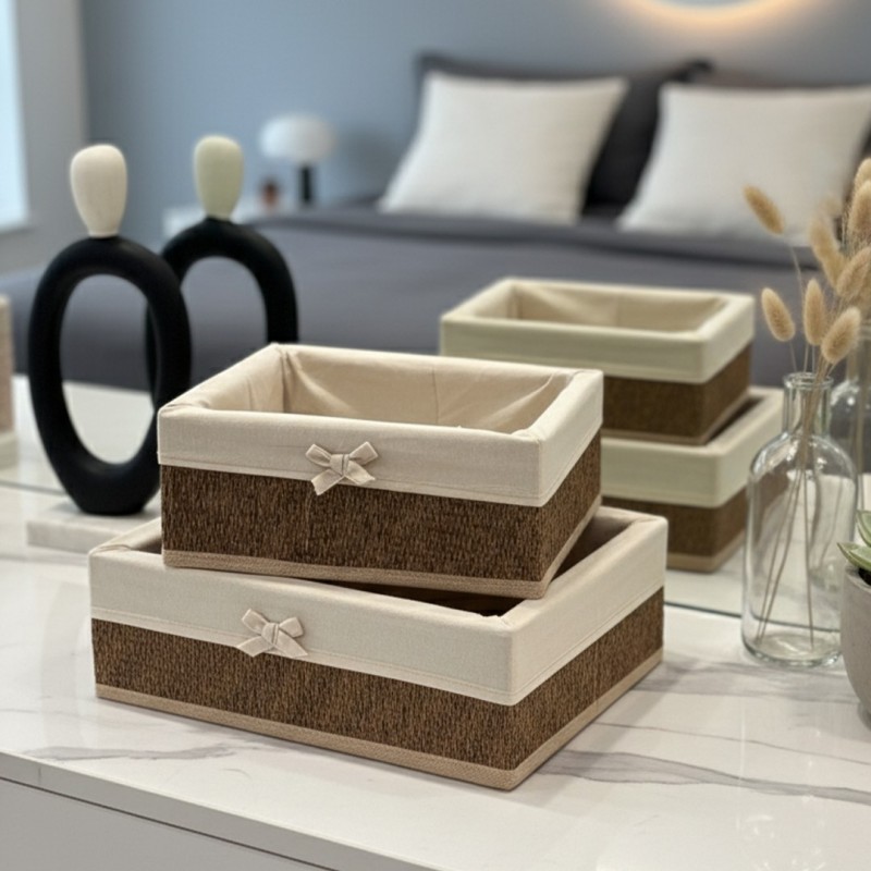 Set de 2 Paniers de Rangement avec Tissu