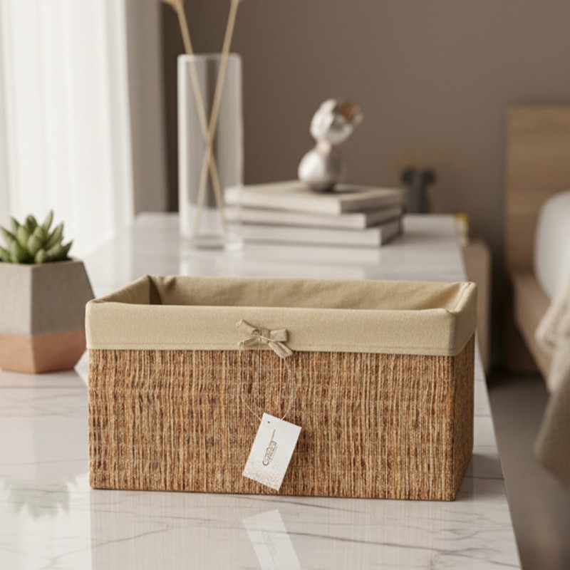 Panier de Rangement en Tissu & Fibre Naturelle