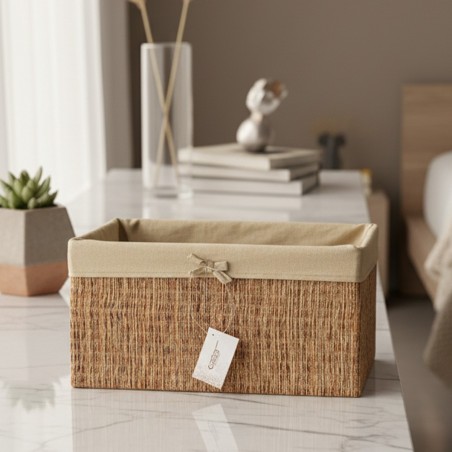 Panier de Rangement en Tissu & Fibre Naturelle