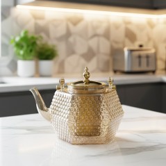 Théière en Verre 1000ML Martelée Miel