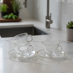 Service à Café Noir en Verre 12 Pièces