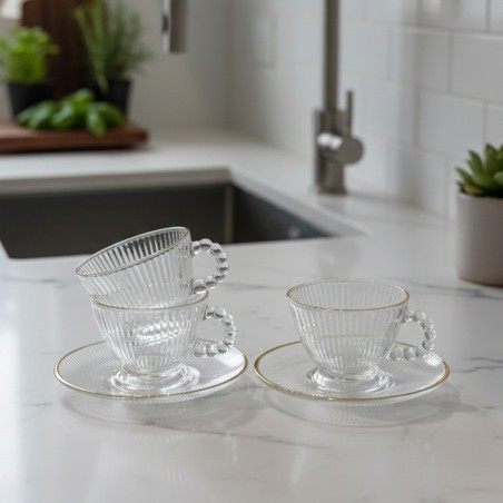 Service à Café Noir en Verre 12 Pièces