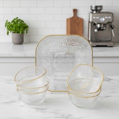 Service à Salade en Verre Martelé 7 Pièces