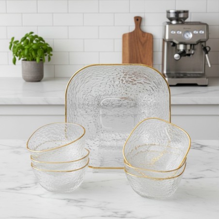 Service à Salade en Verre Martelé 7 Pièces