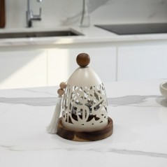 Encensoir Décoratif en Métal Ajourné & Bois