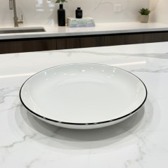 Assiette Creuse 26 cm Blanche Bord Noir