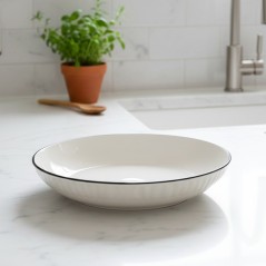 Assiette Creuse 20 cm Blanche Bord Noir