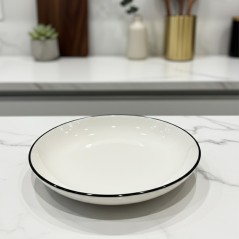 Assiette Creuse 17 cm Blanche Bord Noir