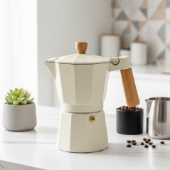 Cafetière Italienne en Aluminium 6 Tasses Blanc