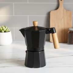 Cafetière Italienne en Aluminium 6 Tasses Noire