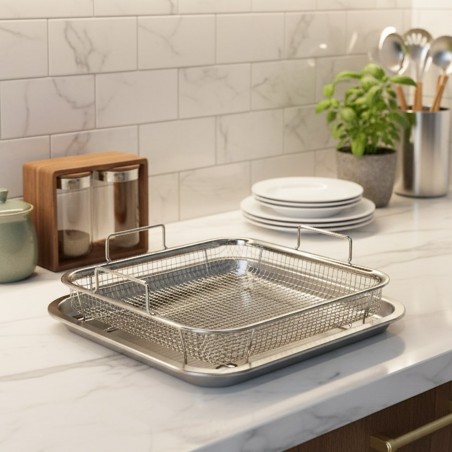 Friteuse avec Plateau & Grille en Inox 25x25 cm