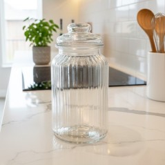 Bocal de Rangement 19 cm en Verre avec Couvercle