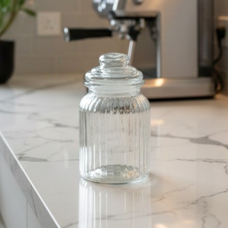 Bocal de Rangement 14 cm en Verre avec Couvercle