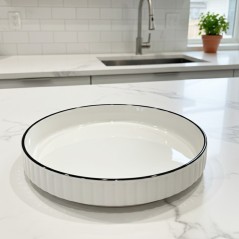 Plat à Tarte 17 cm Rond en Céramique Blanche