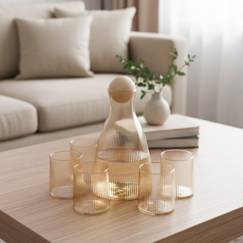 Service à eau 7 Pièces Avec Carafe en Verre Service à eau 7 Pièces Avec Carafe en Verre