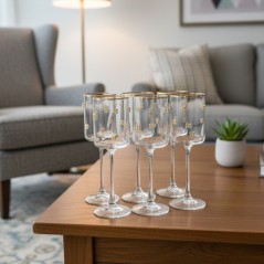 Lot de 6 Verres à Pied Décoré