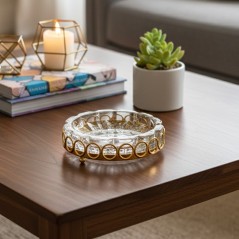 Cendrier en Verre avec Contour Doré