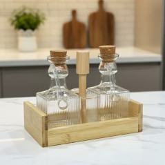 Set Huilier & Vinaigrier en Verre 5 Pièces