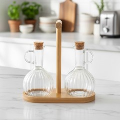 Set Huilier & Vinaigrier en Verre 3 Pièces